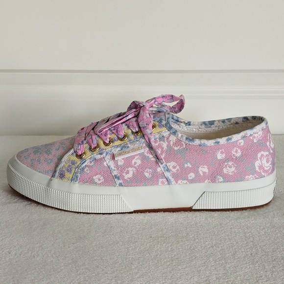 LoveShackFancy x Superga Cotton Canvas Floral Sneaker Rose Heart Mix 10 NWT - Picture 2 of 15